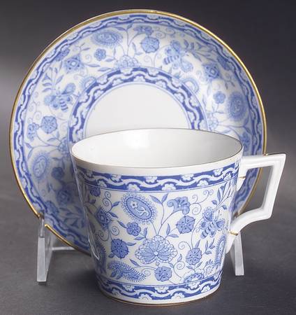 Wilmot Blue (Gold Trim) Flat Cup & Saucer Set