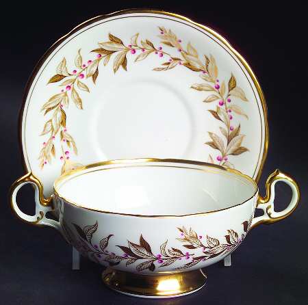 Almond Willow Footed Cream Soup Bowl & Saucer Set