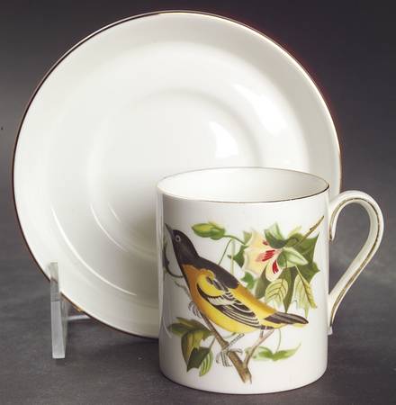 Audubon Birds Flat Demitasse Cup & Saucer Set