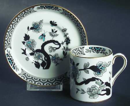 Black Mandarin Flat Demitasse Cup & Saucer Set