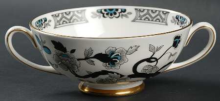 Black Mandarin Footed Cream Soup Bowl