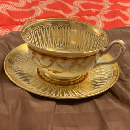 Cathedral Footed Cup & Saucer Set