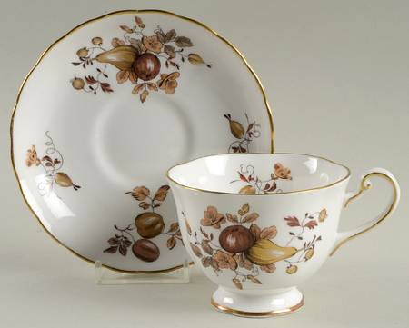 Golden Fruit Footed Cup & Saucer Set