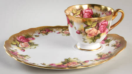 Golden Rose (Brushed Gold) Snack Plate & Cup Set