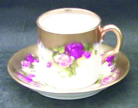 Golden Rose (Brushed Gold) Flat Demitasse Cup & Saucer Set