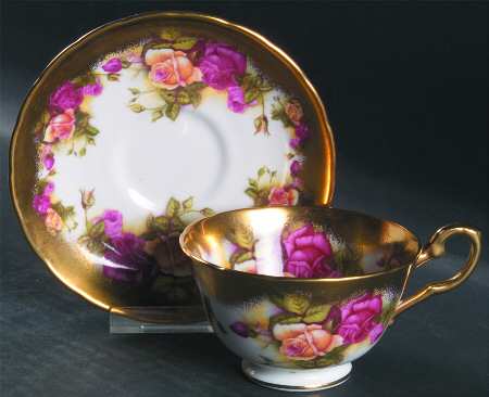 Golden Rose (Brushed Gold) Footed Cup & Saucer Set