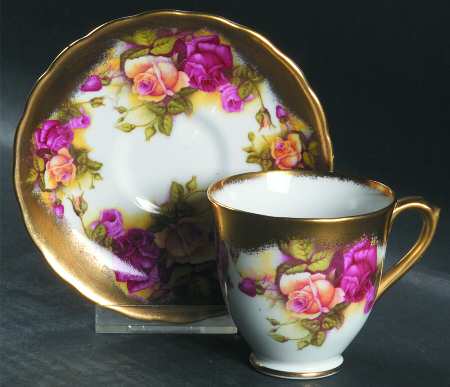 Golden Rose (Brushed Gold) Footed Demitasse Cup & Saucer Set