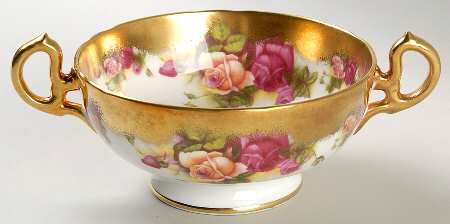 Golden Rose (Brushed Gold) Footed Cream Soup Bowl