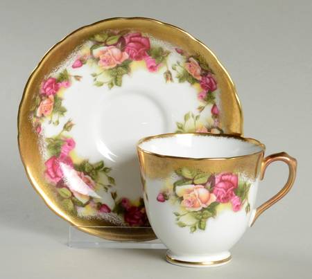 Golden Rose (Brushed Gold) Footed Demitasse Cup & Saucer Set