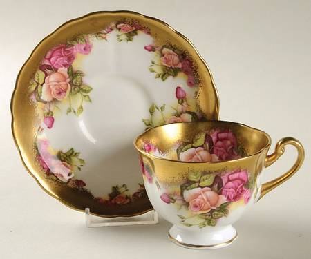 Golden Rose (Brushed Gold) Footed Cup & Saucer Set