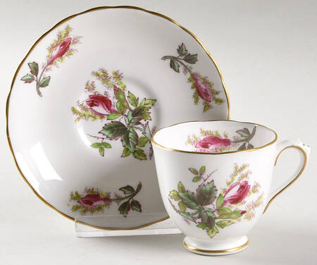 Moss Rose Footed Demitasse Cup & Saucer Set