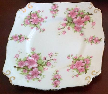 Peach Blossom Square Cake Plate