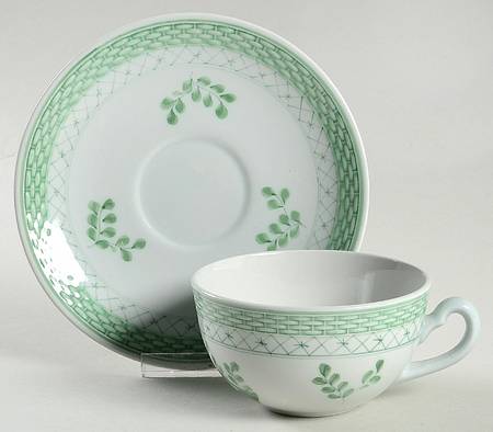 Tranquebar Green Flat Cup & Saucer Set