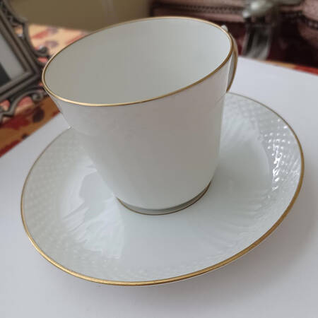 21 (Embossed Swirl Rim) Flat Demitasse Cup & Saucer Set