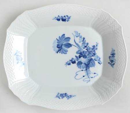 Blue Flowers Curved) Square Cake Plate