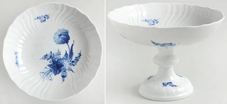 Blue Flowers Curved) 8" Diameter Pedestal Cake Stand