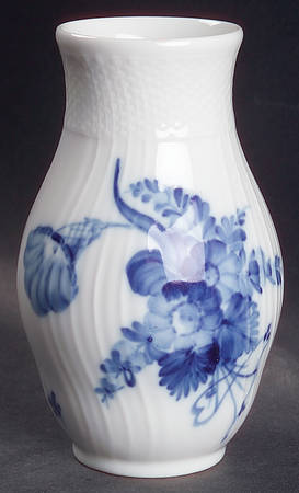 Blue Flowers Curved) 5" Bud Vase
