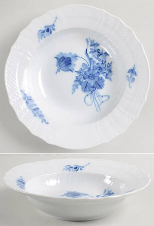 Blue Flowers Curved) Large Rim Soup Bowl