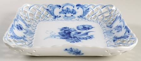 Blue Flowers Curved) 9" Pierced Square Plate