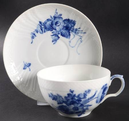 Blue Flowers Curved) Breakfast Cup & Saucer Set