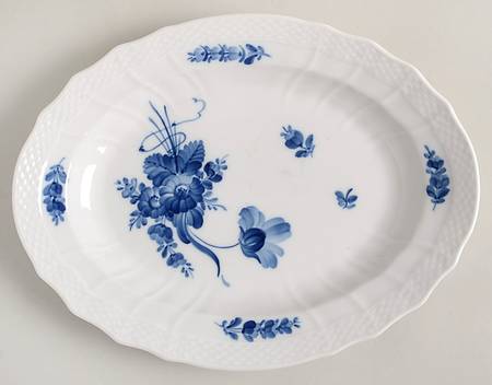 Blue Flowers Curved) 12" Oval Serving Platter