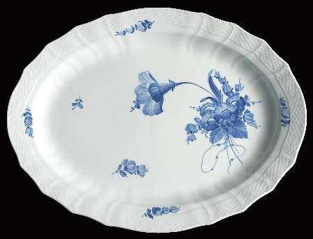 Blue Flowers Curved) 17" Oval Serving Platter