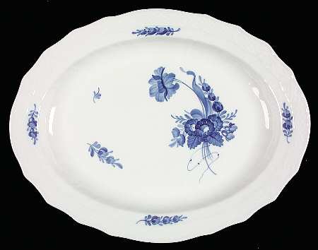 Blue Flowers Curved) 14" Oval Serving Platter