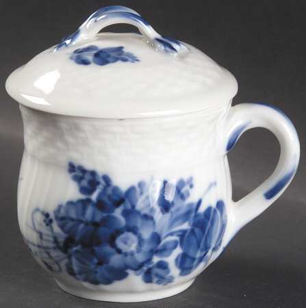 Blue Flowers Curved) 2 Pc Pot de Creme w/Lid & Base