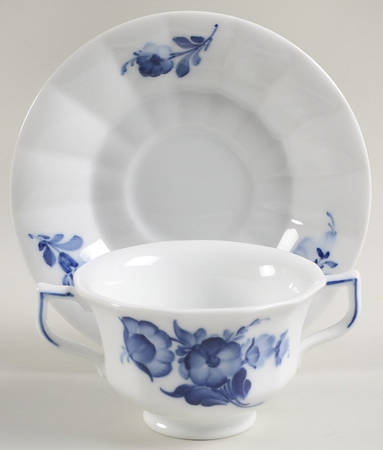 Blue Flowers Footed Bouillon Cup & Saucer