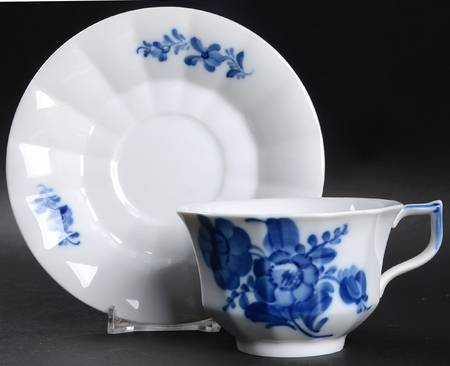 Blue Flowers Footed Cup & Saucer Set