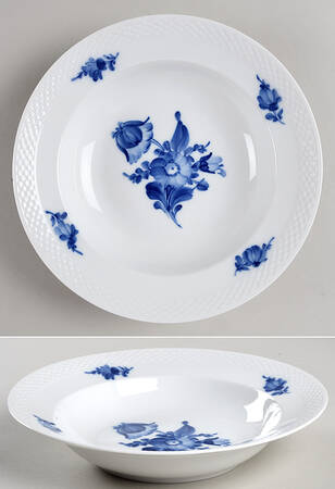 Blue Flowers Braided Large Rim Soup Bowl