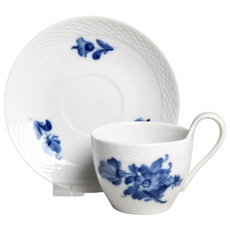 Blue Flowers Braided Flat Cup & Saucer Set