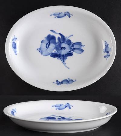 Blue Flowers Braided 10" Shallow Oval Bowl