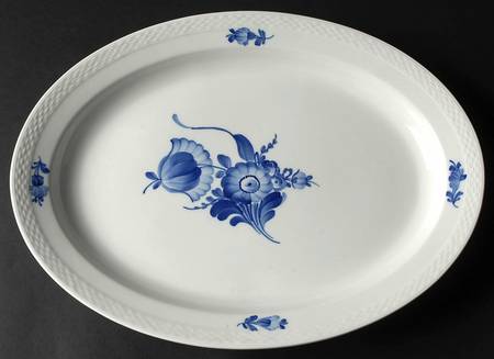 Blue Flowers Braided 17" Oval Serving Platter