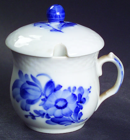 Blue Flowers Braided Mustard Jar & Lid