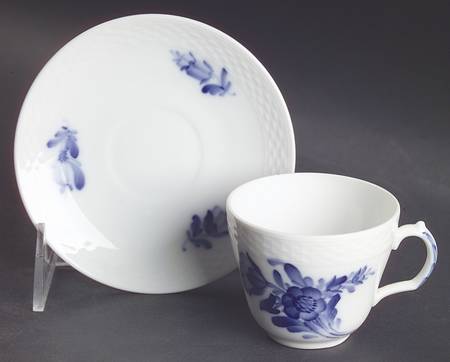 Blue Flowers Braided Flat Demitasse Cup & Saucer Set