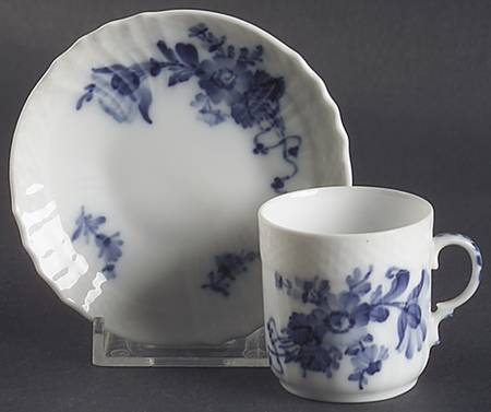 Blue Flowers Braided Flat Demitasse Cup & Saucer Set