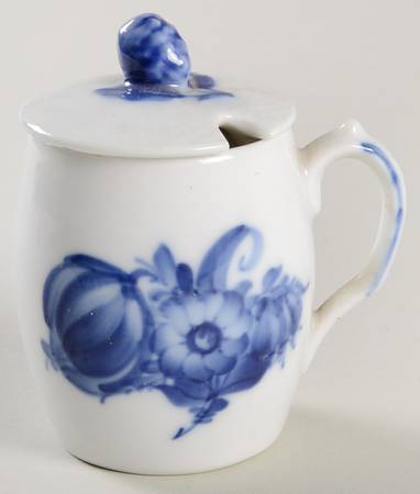 Blue Flowers Braided Mustard Jar & Lid