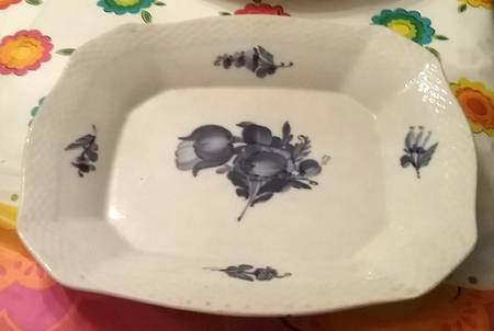 Blue Flowers Braided Oblong Cake Plate
