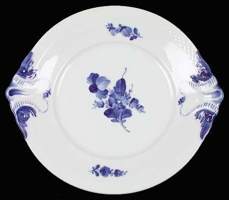 Blue Flowers Braided Handled Cake Plate