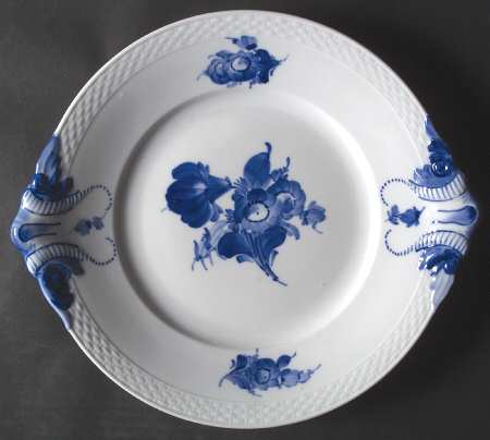 Blue Flowers Braided Handled Cake Plate