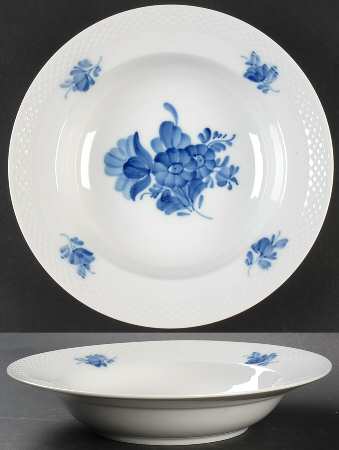 Blue Flowers Braided Large Rim Soup Bowl