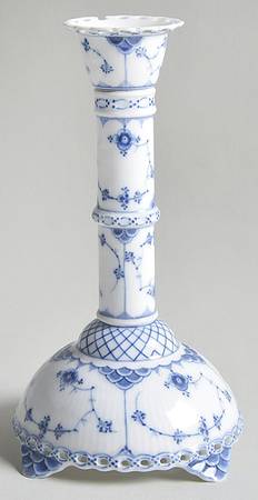 Blue Fluted Full Lace (No Trim) Tall Candlestick