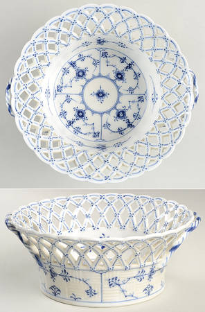 Blue Fluted Full Lace (No Trim) 9" Open Weave Fruit Basket