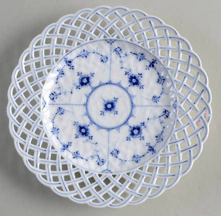 Blue Fluted Full Lace (No Trim) 8" Pierced Plate