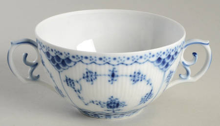 Blue Fluted Full Lace (No Trim) Cream Soup Bowl