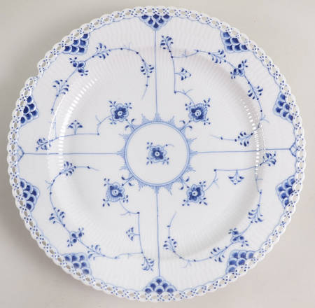Blue Fluted Full Lace (No Trim) 11" Chop Plate (Round Platter)