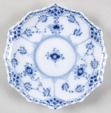 Blue Fluted Full Lace (No Trim) Saucer for Flat Demitasse Cup