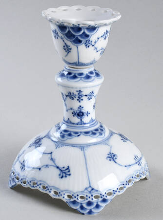 Blue Fluted Full Lace (No Trim) 5" Candlestick
