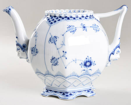 Blue Fluted Full Lace (No Trim) Teapot No Lid
